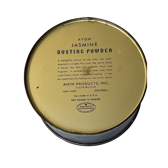 Vintage Avon Mid Century Jasmine Dusting Powder Tin Flaws Floral Nostalgic Scent - Picture 6 of 11